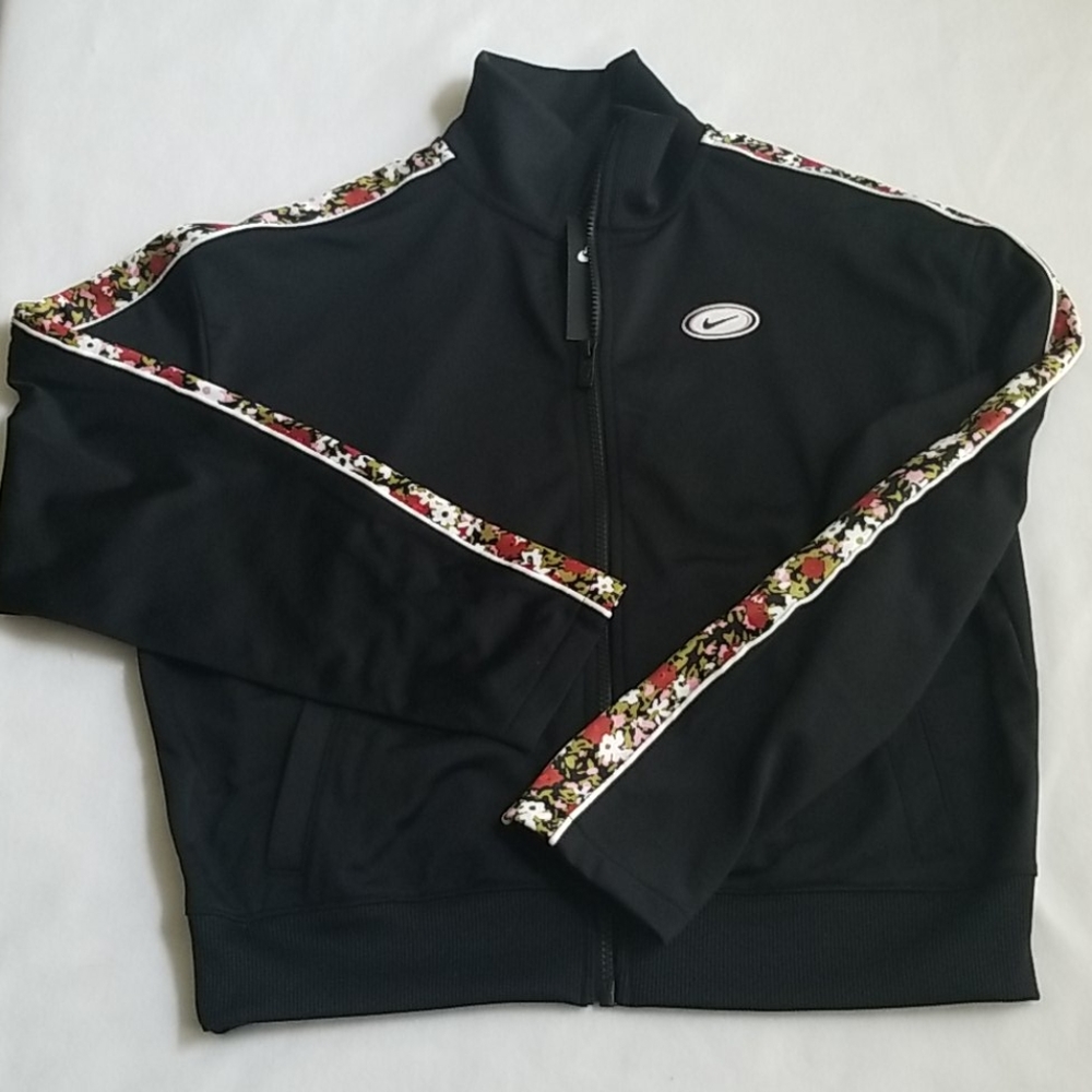 ❤ NIKE Side Floral Tape Full Zip Sweatshirt